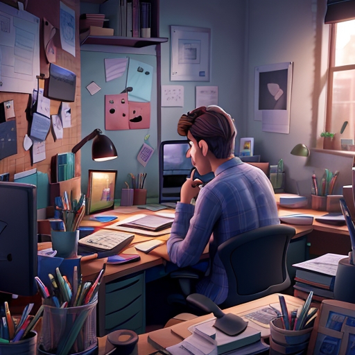 3D Animation Style A man cuts himself off from his surrounding 0