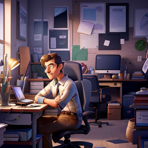 3D Animation Style A man cuts himself off from his surrounding 3