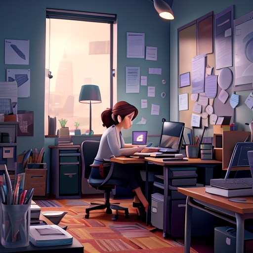 3D Animation Style A woman cuts himself off from his surroundi 0