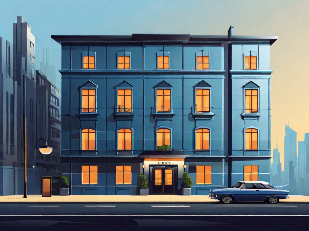 Default Vector illustration showing a small hotel in the city 3