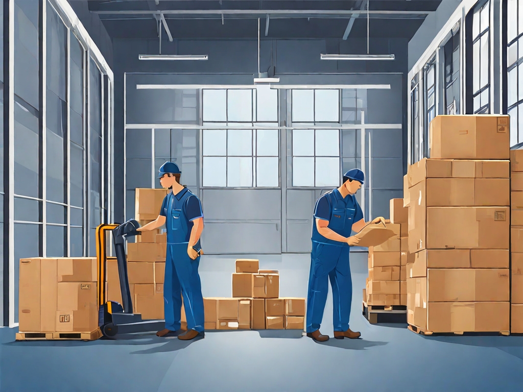 Default Vector illustration showing two warehouse workers at w 0